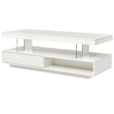 LED Coffee Table with Storage, Modern Center Table with 2 Drawers and Display Shelves, Accent 23639426