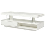 ZUN LED Coffee Table with Storage, Modern Center Table with 2 Drawers and Display Shelves, Accent 23639426