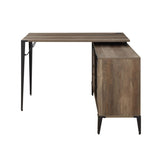 L-Shape Writing Desk with Side Cabinet, Rustic Oak and Black B016P317516
