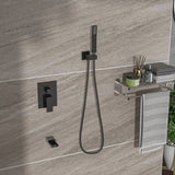 Shower System with Waterfall Tub Spout,16 Inch Ceiling Mount Square Shower System with Rough-in W124381952