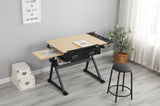 ZUN adjustable drawing drafting table desk with 2 drawers for home office and school with stool W347P151532