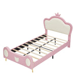 NEWTwin Size Princess Bed Crown Headboard, PU Upholstered Platform Bed , Twin Size Bed Frame W3004P230682