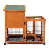 Detachable Rabbit Hutch with Removable Tray and Rolling Casters, Orange W2181P190616