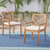 PERLA DINING CHAIR,2PCS with 2 Cream Cushions,for Backyard, Poolside, Garden N762P251938A