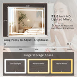 59" Makeup Vanity Desk with Mirror, Vanity Mirror with Lights, Dressing Table with 3 Drawers and 2 N704P263504K