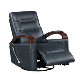 1pc Swivel Gliding Recliner Faux Leather Upholstered Solid Rubberwood Arms Luxurious Living Room B011P329243