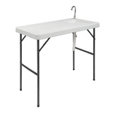 Folding Portable Fish Fillet & Hunting & Cutting Table with Sink Faucet 08732906