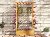 60" Tall Elevated Wooden Garden Bed, 44 LBS Roof Capacity Planter Box with 2 Side Trellises for 56109698