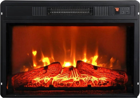 ZUN 23" Electric Fireplace, 3DInfrared Black Fireplace Electric Insert Heater, with IR Remote Control, W2393P195605