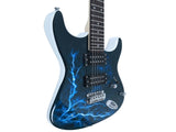 Lightning Style Electric Guitar with Power Cord/Strap/Bag/Plectrums Black & White 11853824