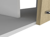 Wall cabinet 19"H, two Doors, two internal Shelves, White / Light Oak B097133159