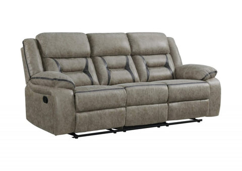 ZUN Denali Faux Leather Upholstered Sofa Made With Wood Finished in Gray B00977493