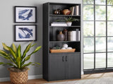 5 Shelf Bookcase with Doors, Black Finish 75212620