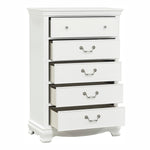 ZUN Classic Traditional Style White Finish 1pc Chest of 5x Dovetail Drawers Wooden Bedroom Furniture B01161309