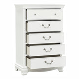 ZUN Classic Traditional Style White Finish 1pc Chest of 5x Dovetail Drawers Wooden Bedroom Furniture B01161309