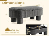 Gray 42 Inch Corduroy Storage Bench, Plush Foam Cushion & Hidden Compartment, 400LBS Seat Weight 51915597