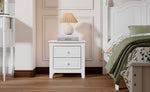 ZUN 2-Drawer Nightstand for Bedroom, Mid Century Retro Bedside Table with Classic Design,White WF308187AAK