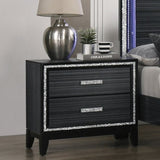 Contemporary Bedroom Furniture Black Finish Nightstand with Two Drawers Wooden 1pc Shimmering Silver B2741P323097