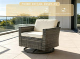Cream White PE Wicker Outdoor Swivel Rocker 360&deg Patio Glider Chair for Porch, Backyard, Deck 87045009