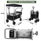 Heavy Duty Collapsible Wagon, Foldable Wagon with Removable Canopy, Foldind Wagon Cart with Wheels 81525186