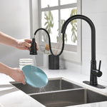 ZUN Single Handle High Arc Pull Out Kitchen Faucet,Single Level Stainless Steel Kitchen Sink Faucets 30523616