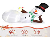9.8 FT Lighted Christmas Inflatable Decoration, Large Inflatable Lying Snowman, Funny Blow Up Yard 20613284
