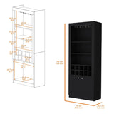 Black Bar Cabinet with Wine Storage and Three Shelves B062P193657