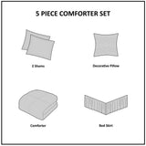 5 Piece Microfiber Ruffled Comforter Set White Cal King B03596867