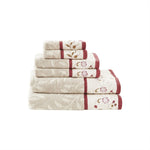 ZUN Embroidered Cotton Jacquard 6 Piece Towel Set B03598751