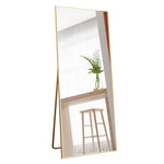 ZUN Tempered mirror 71" x 32" Tall Full Length Mirror with Stand, Gold Wall Mounting Full Body Mirror, W1806P180030