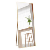 ZUN Tempered mirror 71" x 32" Tall Full Length Mirror with Stand, Gold Wall Mounting Full Body Mirror, W1806P180030