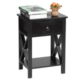 Black Spray Paint Cross Type Single Suction Double Layer Nightstand 74831538