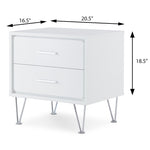 ZUN White 2-Drawer Accent Table with Hairpin Legs B062P181399