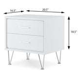 White 2-Drawer Accent Table with Hairpin Legs B062P181399