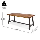Carlie Outdoor Sandblast Finished Dining Table with Rustic Metal Finished Iron Legs N768P197034F