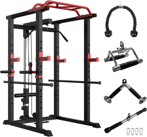 ZUN Home Gym sets Multi-functional Power Cage,Home Adjustable Pullup Squat Rack 1000Lbs Capacity 22250456