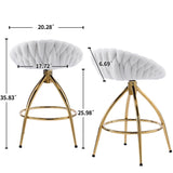2pcs Teddy Velvet Gold-plated Iron Feet Bar Stool Weaving Style White With Swivel 54069283