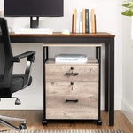 ZUN Brown oak contrasting black density board with 2 drawers and compartments wooden filing cabinet 63588520