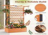 72" Raised Garden Bed with Lattice Trellis, 4.8 Cu.Ft Fir Wood Planter Box with Drainage Holes for 95390124