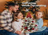 22in Tabletop Christmas Tree with Light Artificial Small Mini Red Christmas Decoration with Flocked 91131217