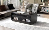 U-Can Modern Rectangle Coffee Table 4 Drawers and 2 Display Shelves, 47.2" Wood Coffee Table N724P286421B