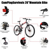 ZUN 26in High Carbon Steel 100kg 21 Speed Land Rover Shimano TX30 Folding Mountain Bike Black 66132359