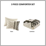 3 Piece Cotton and Flax Linen Blend Comforter Set Natural King/Cal King B03596415