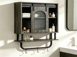 Farmhouse Industrial Wall Mounted Bathroom Cabinet with Sliding Fluted Door, 3Tier Storage 99577760