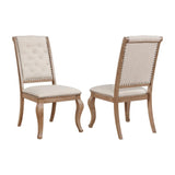 Set of 2 Cream Fabric Upholstered Dining Chairs, Barley Brown B016P225438