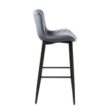 Set of 2 Pub Height Chairs Dark Gray Velvet Upholstery Modern Casual Dining Furniture Metal Legs, B011P234284