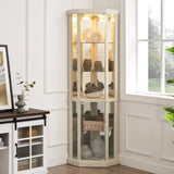 Lighted Corner Curio Cabinet - Elegant Glass Display Case Living Room & Bar Storage - Perfect W1758P294617