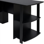 ZUN L-Shaped Wood Right-angle Computer Desk with Two-layer Bookshelves Black 84545998