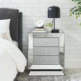 W 22 "X D 16.5" X H26.4 "Elegant Three Drawer Cabinet, Drawer Inlaid with Diamond Glass W1005P183000
