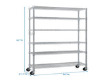 6-Tier disassembly and free assembly NSF-Certified Steel Wire Shelving with Wheels 77426576